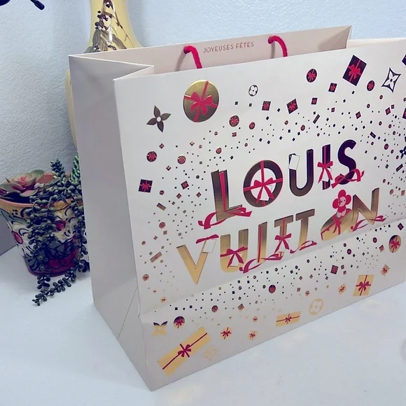LV LOUIS VUITTON LARGE CHRISTMAS PAPER BAG - Picture 2 of 5